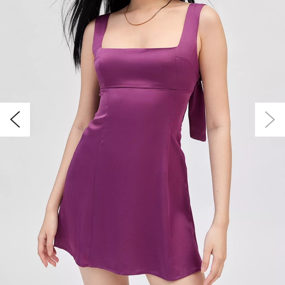 Urban Outfitters Purple Satin Bow Mini Dress Size Large